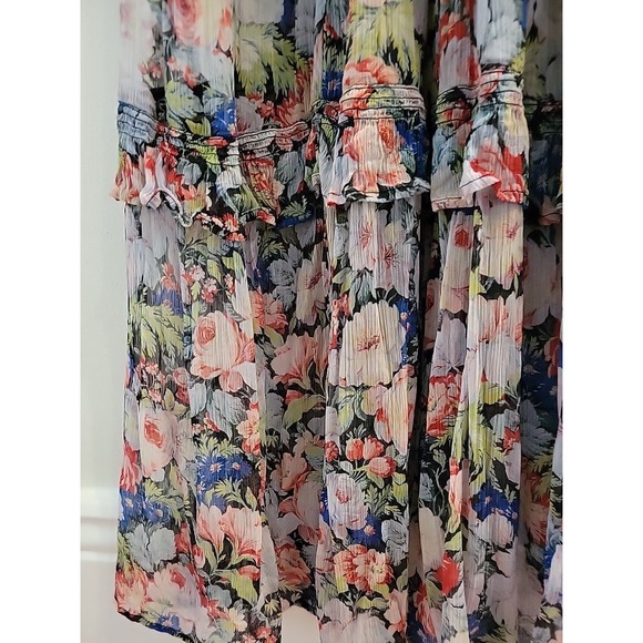 Anthropologie The Marais Printed Chiffon Maxi Dress Womens L Floral Boho Maxi - Picture 11 of 12